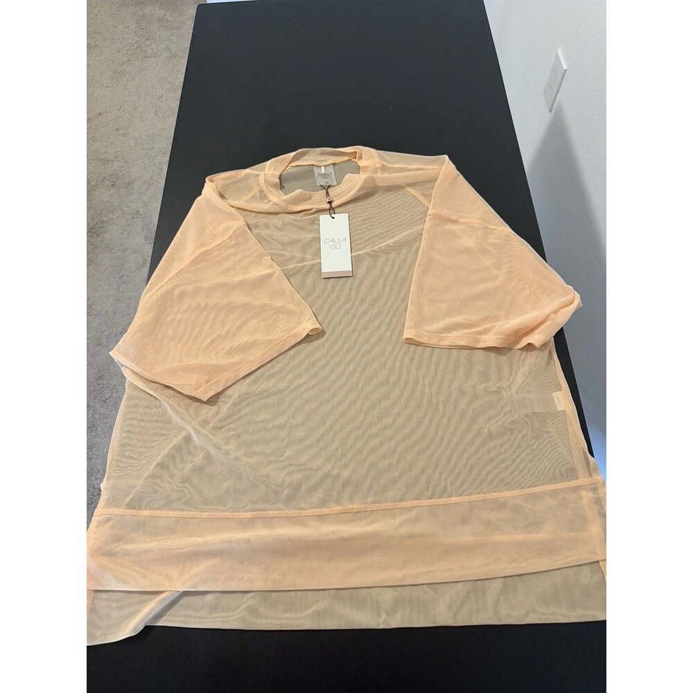 Calia By Carrie Underwood Women's Oversized Mesh Tee Size M Peach Short Sleeve